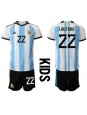 Otroški Nogometna dresi replika Argentina Lautaro Martinez #22 Domači SP 2022 Kratek rokav (+ hlače)